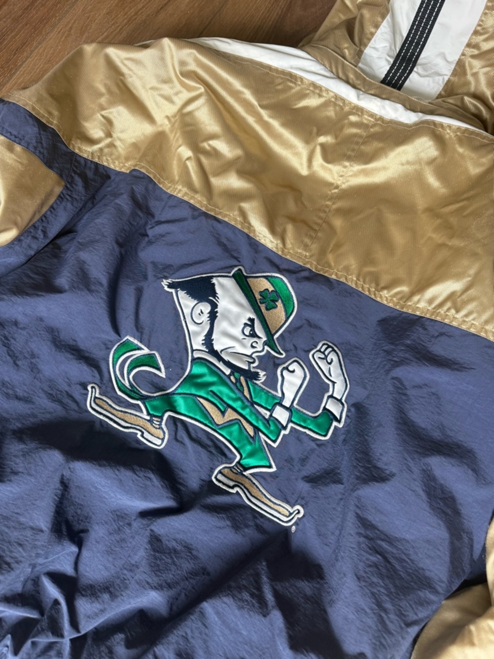 Vintage Notre Dame Fighting Irish Starter Jacket Mens XL Hooded Pullover Puffer